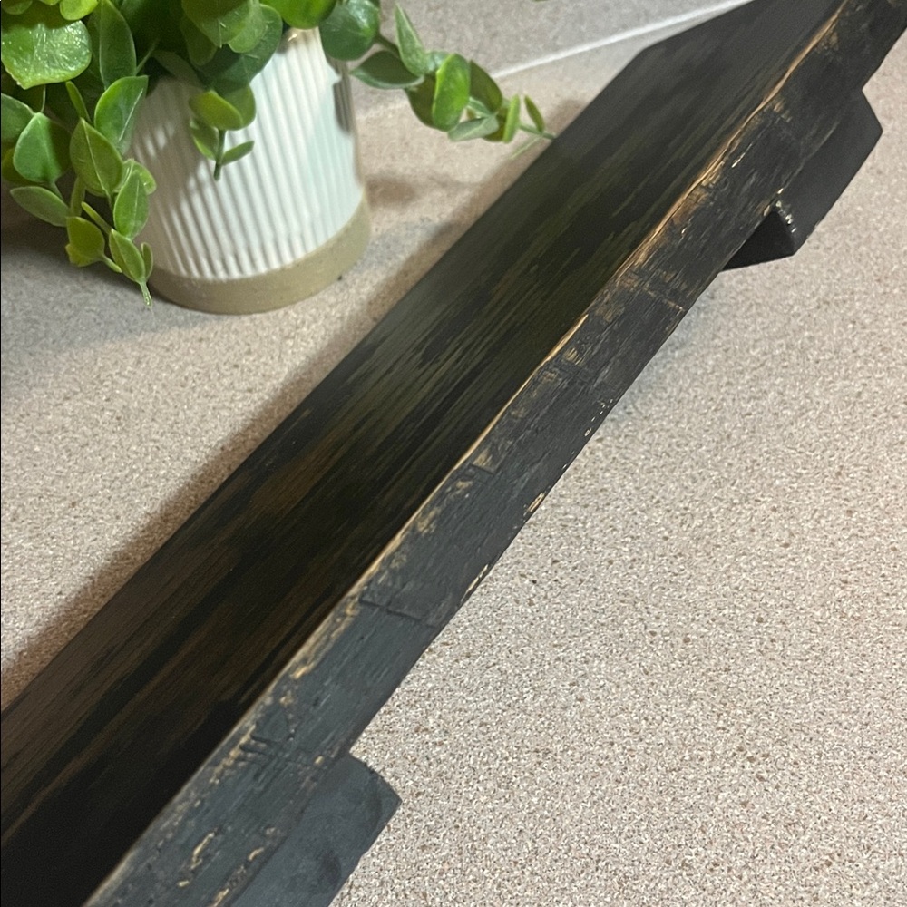 Distressed Wooden Riser Rustic Farmhouse Tray Handcrafted Decor Distressed Black - Picture 8 of 9